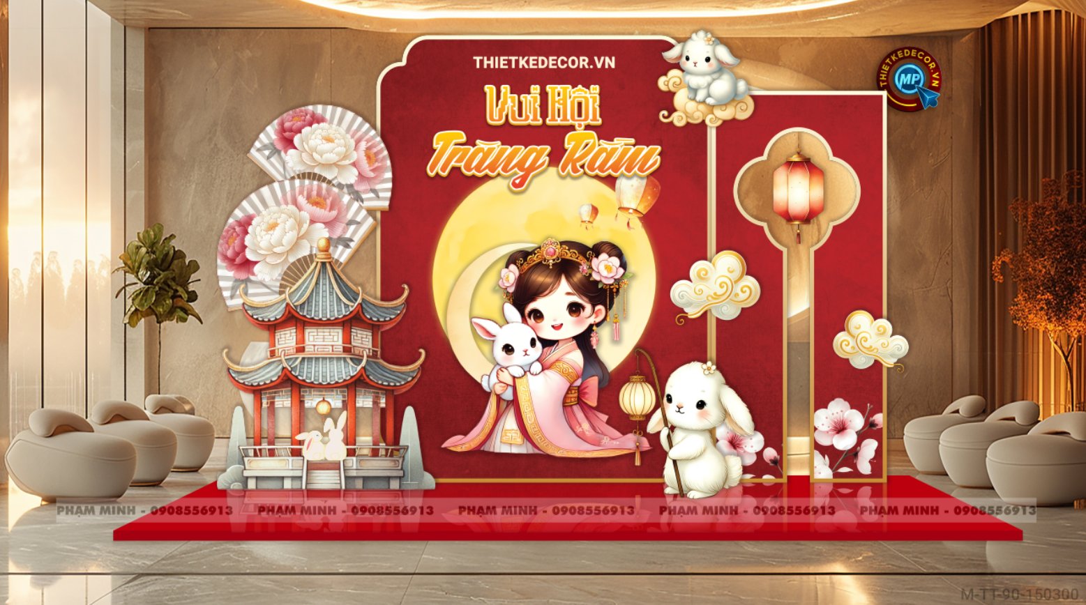 Trang trí Trung Thu 2026 tại Bình Dương - backdrop Vui hội trăng rằm